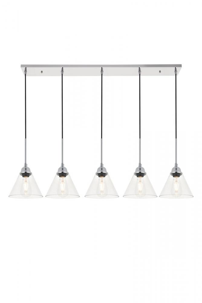 Histoire 5 light chrome Pendant