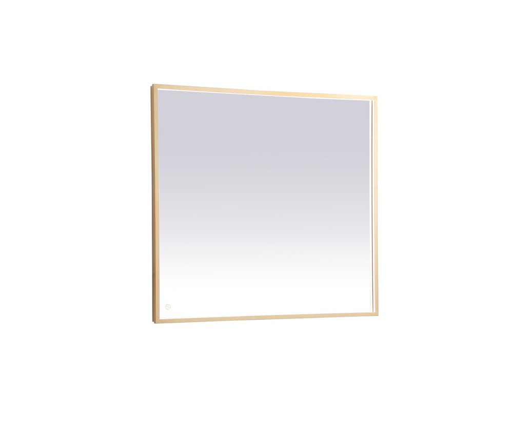 Pier 36x40 inch LED mirror with adjustable color temperature 3000K/4200K/6400K in brass