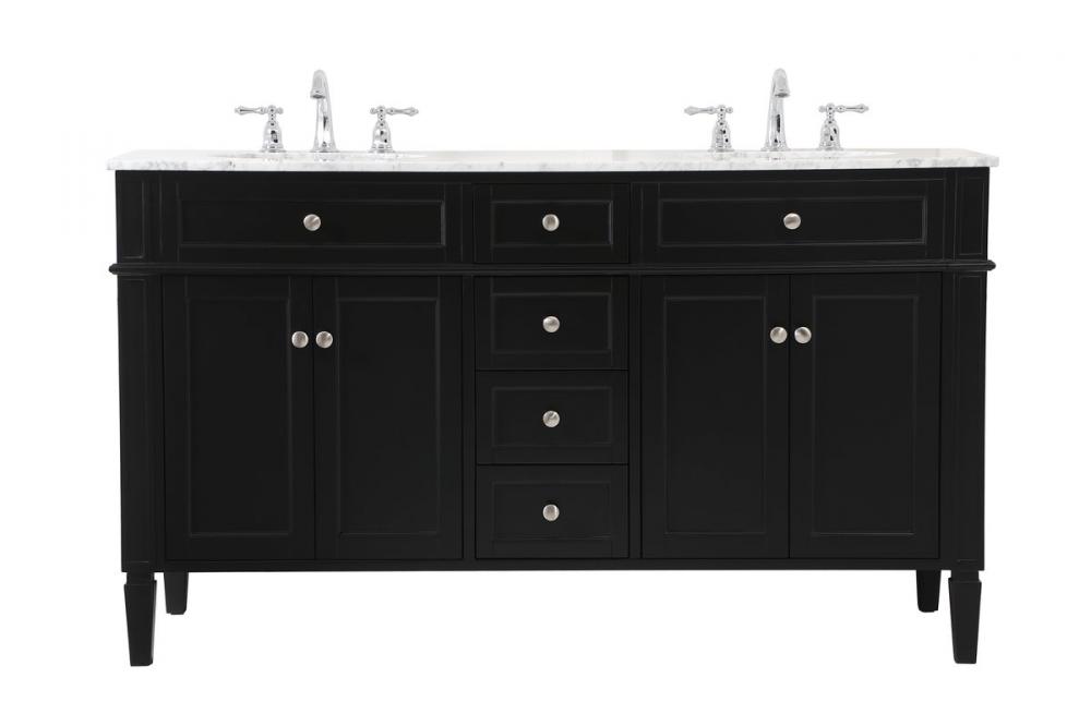 60 Inch Double Bathroom Vanity in Black