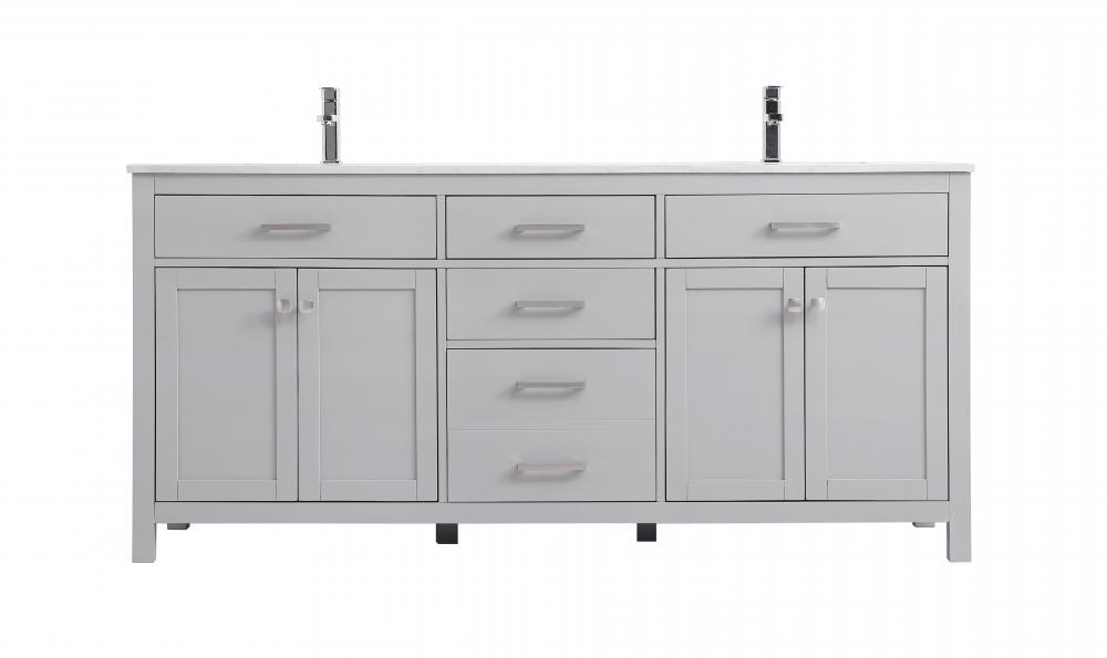 72 Inch Double Bathroom Vanity In Grey