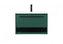 Elegant VF43530MGN - 30 Inch Single Bathroom Vanity in Green