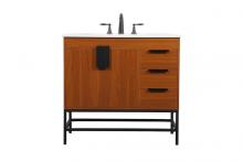 Elegant VF48836MTK - 36 Inch Single Bathroom Vanity in Teak