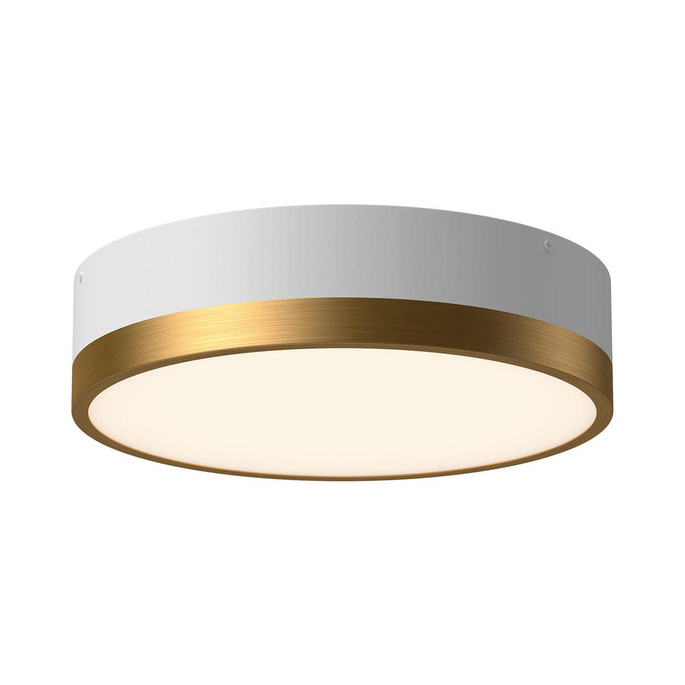 Brisbane 16-in Aged Gold/White 3 Lights Flush Mount