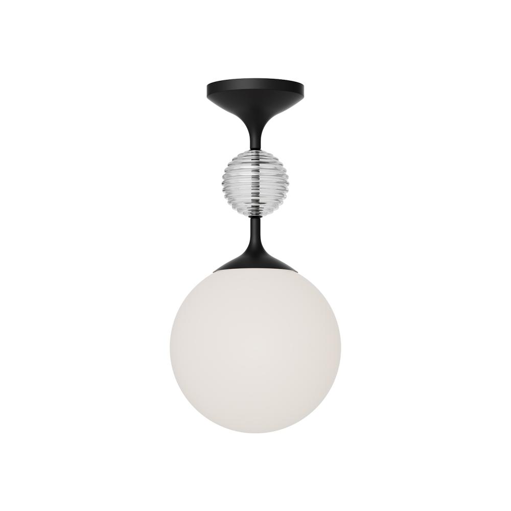 Celia 8-in Matte Black/Opal Glass 1 Light Semi Flush Mount