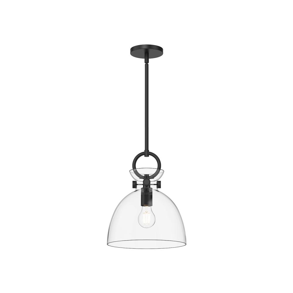 Waldo 11-in Matte Black/Clear Glass 1 Light Pendant