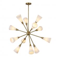 Alora Lighting CH462039BGGR - Cosmo 39-in Brushed Gold/Glossy Ribbed Opal Glass Socket Chandelier