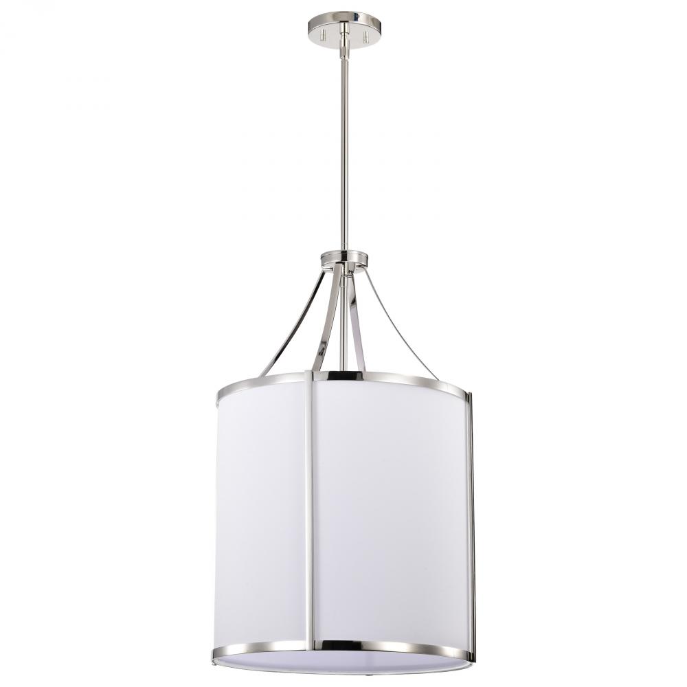 Easton 3 Light Pendant; Polished Nickel Finish; White Linen Shade