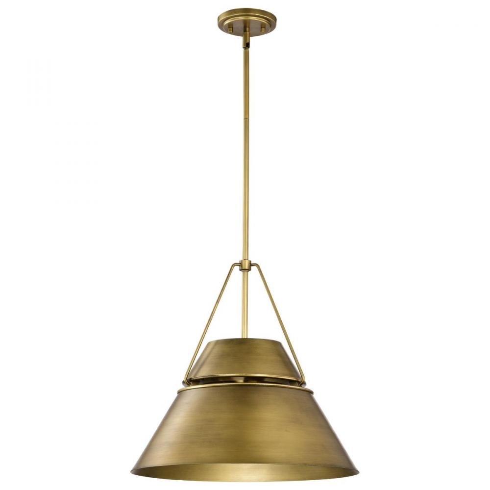 Adina 1 Light Medium Pendant; Natural Brass Finish