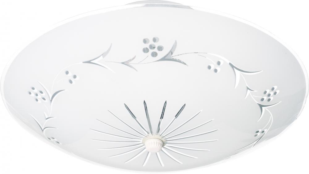 2 Light - 12" Flush with Round Grape Glass - White Finish