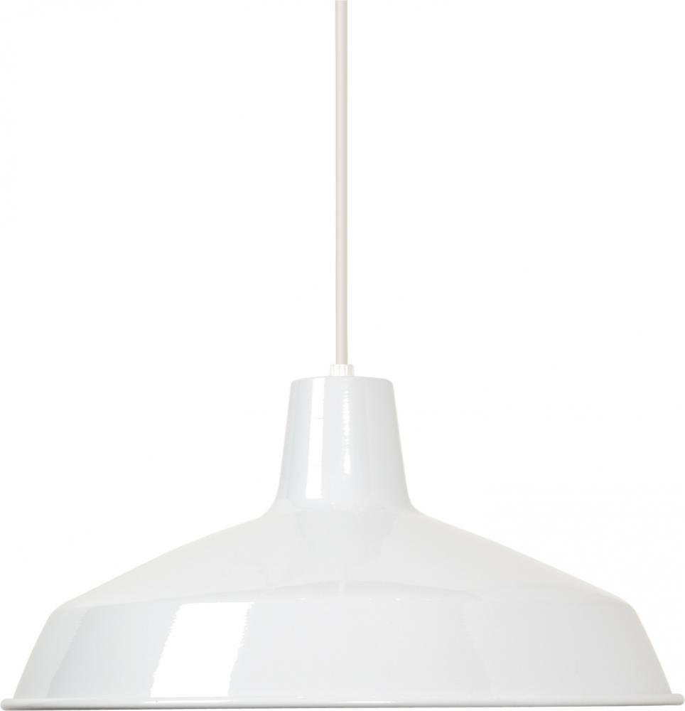 1 Light - 16" Pendant with Warehouse Shade - White Finish