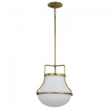 Nuvo 60/7863 - Valdora 1 Light Pendant; 14 Inches; Natural Brass Finish; White Opal Glass