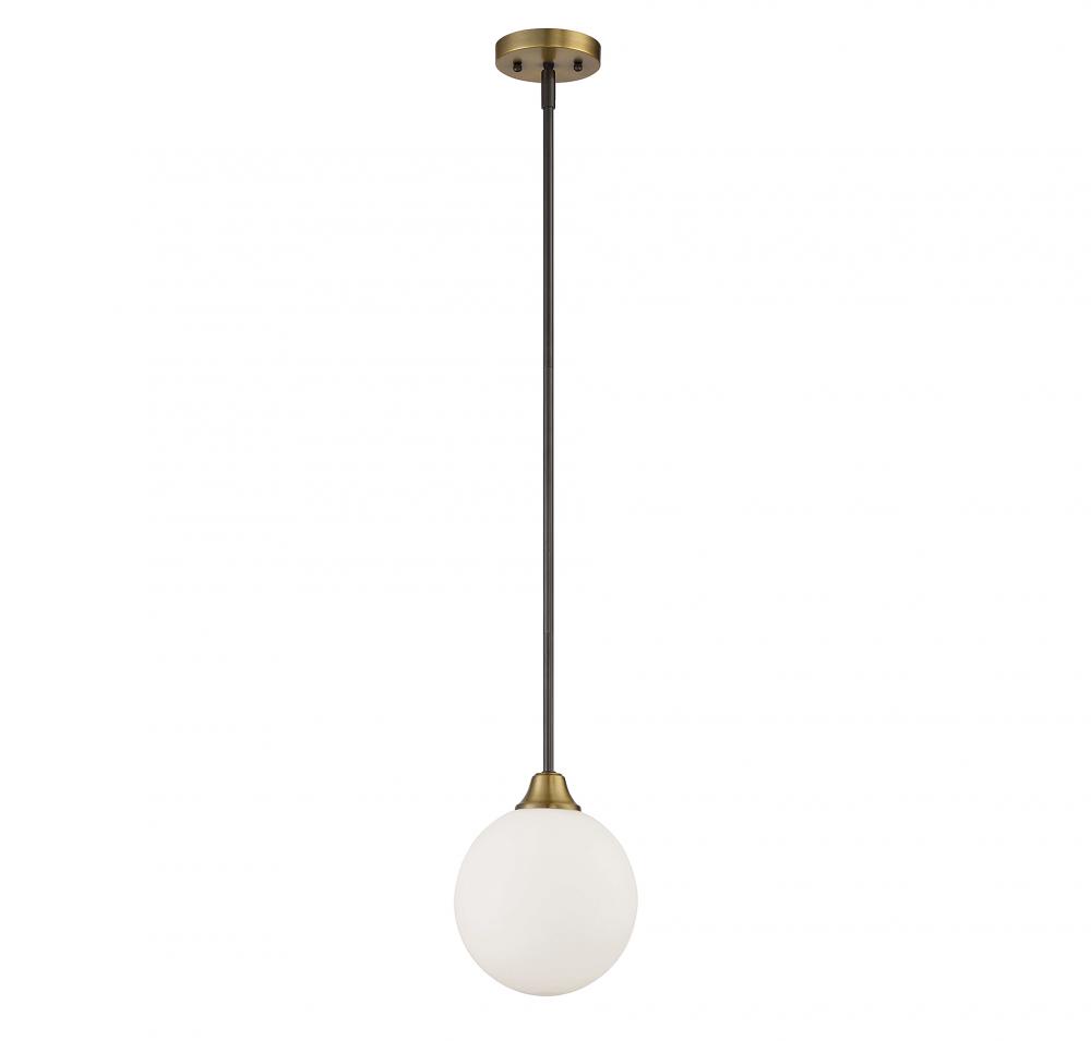 1-Light Mini Pendant in Oil Rubbed Bronze with Natural Brass