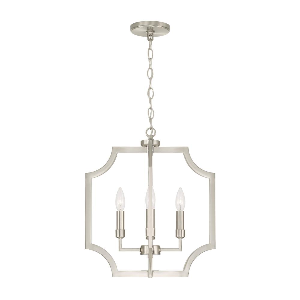 16"W x 18.50"H 4-Light Foyer Lantern Pendant in Brushed Nickel