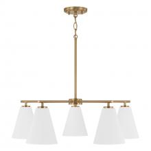 Austin Allen & Co. AA1040RE - 28"W x 8.25"H 5-Light Chandelier in Matte Brass and White