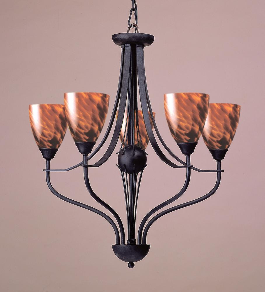 Classico 26'' Wide 5-Light Chandelier - Dark Rust with Espresso Glass