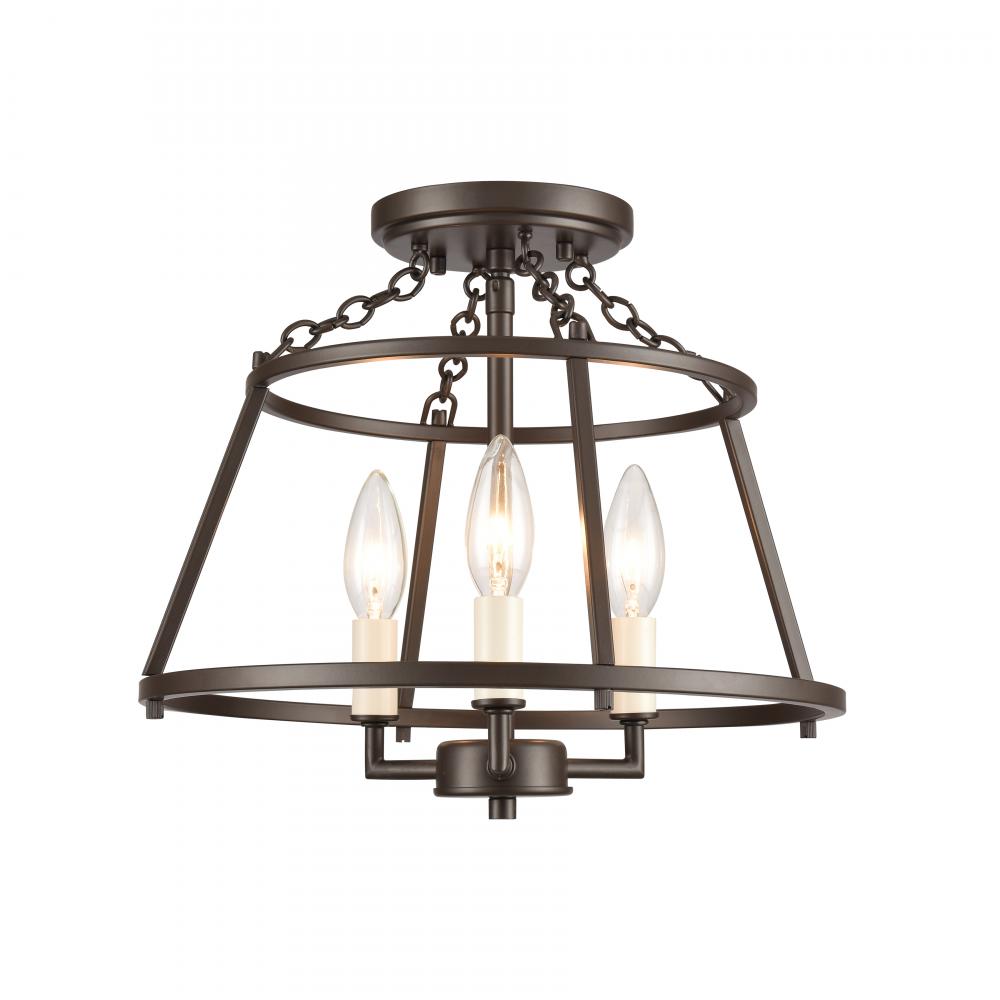 Joanie 13'' Wide 3-Light Semi Flush Mount - Old Bronze